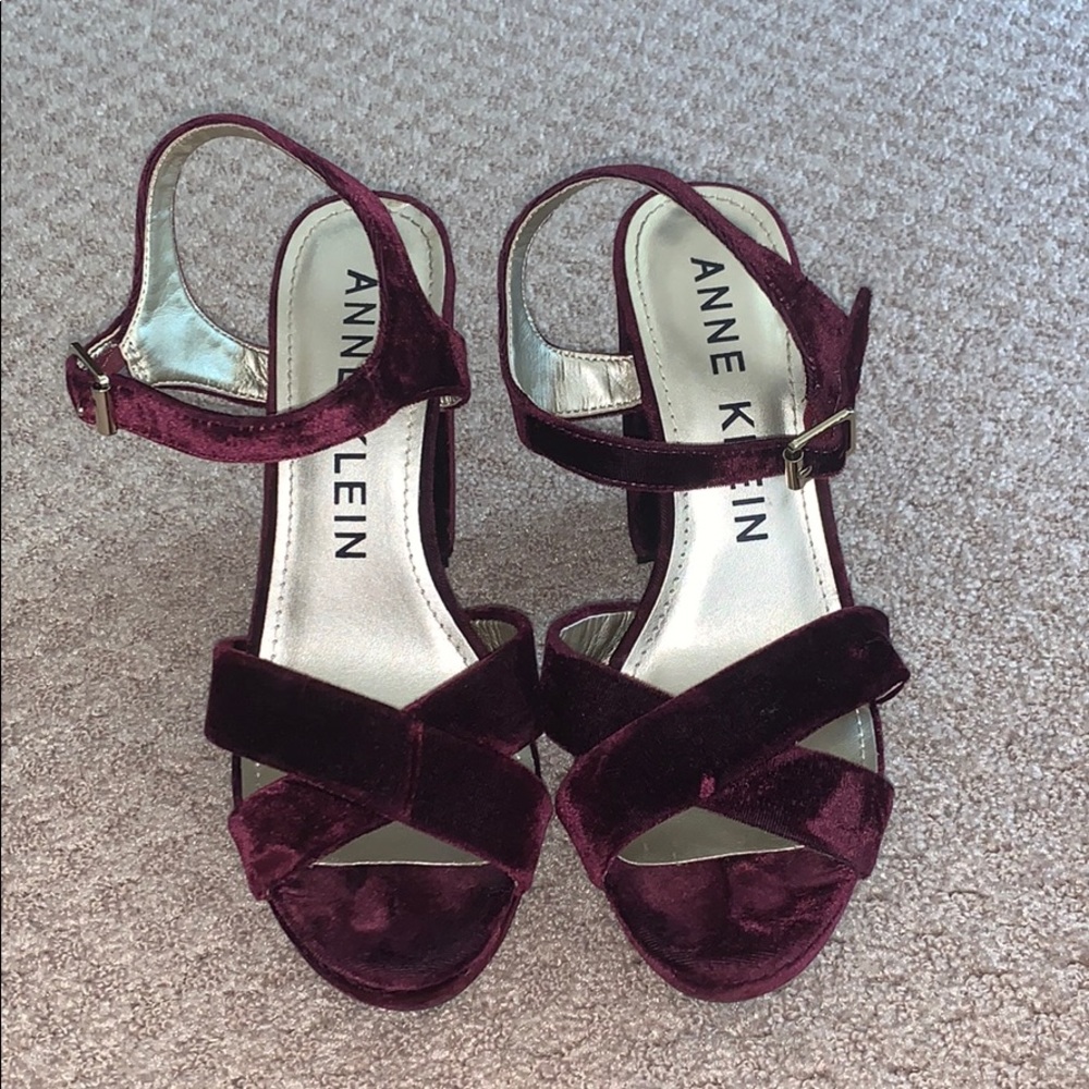 Anne Klein red velvet high heels